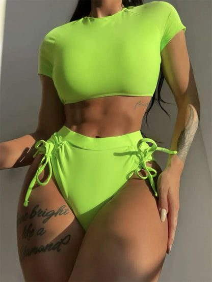 Coastal Neon High-Waist Bikini Set